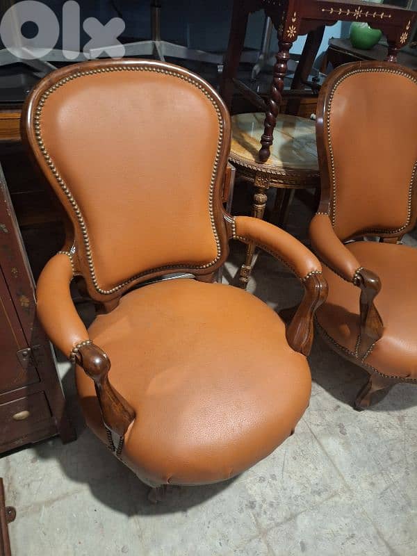 arm chairs Louis Phillip leather original 1