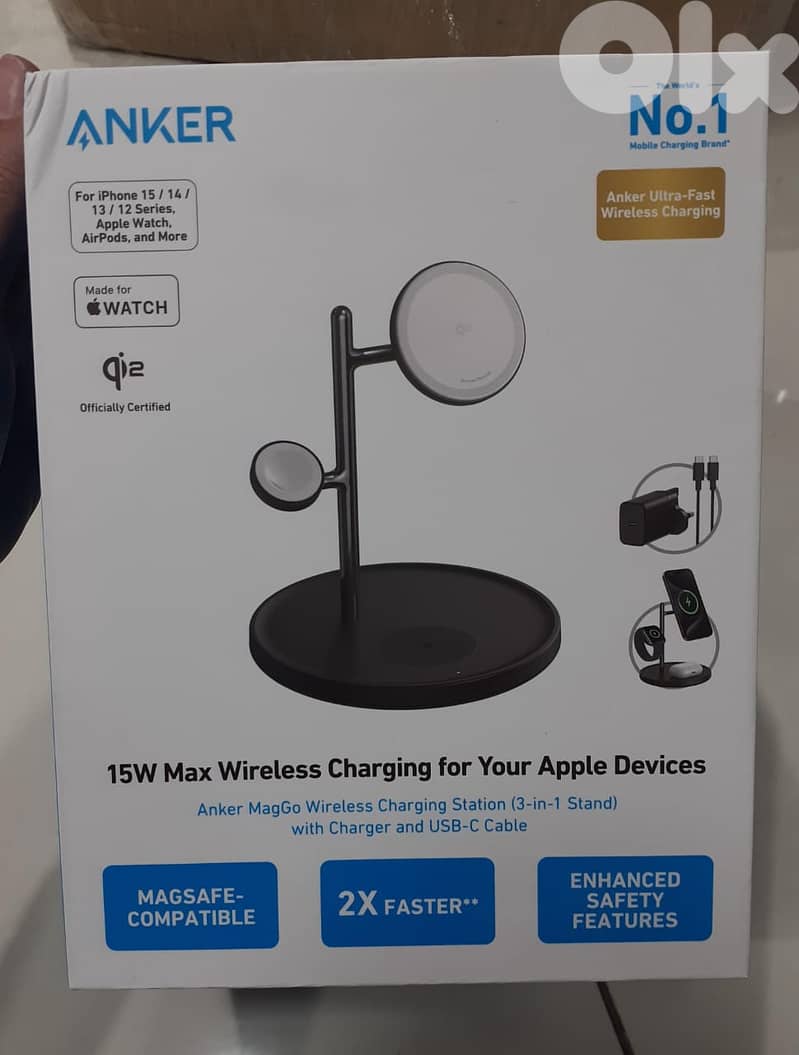 Anker MagGo 15w Wireless Charging Station (3-in-1 Stand) With Charger 0