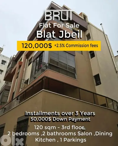 120 sqm for sale in Blat with installments or Isken