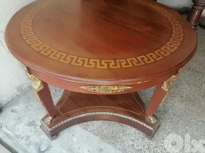 antique french bronze inlaid round coffee table