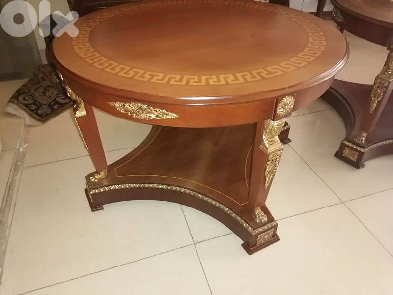 antique french bronze inlaid round coffee table 3