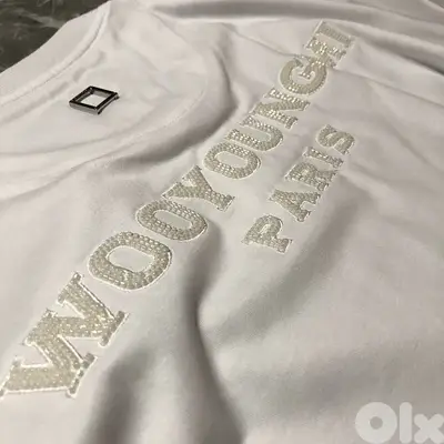 Wooyoungmi Original White Beads T-Shirt size 46