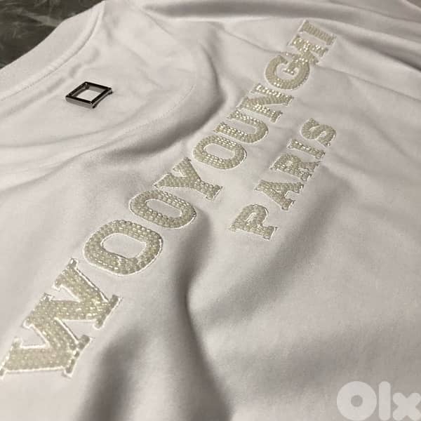 Wooyoungmi Original White Beads T-Shirt size 46 6