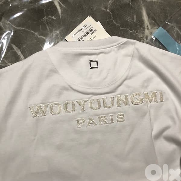 Wooyoungmi Original White Beads T-Shirt size 46 11