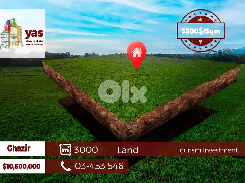 Ghazir / Maameltein 3000m2 | Perfect Tourism Investment Opportunity |W 0