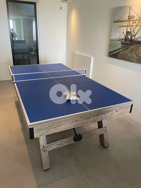 8ft 3in1 Pool Table Billiard Ping Pong Dinning table 10