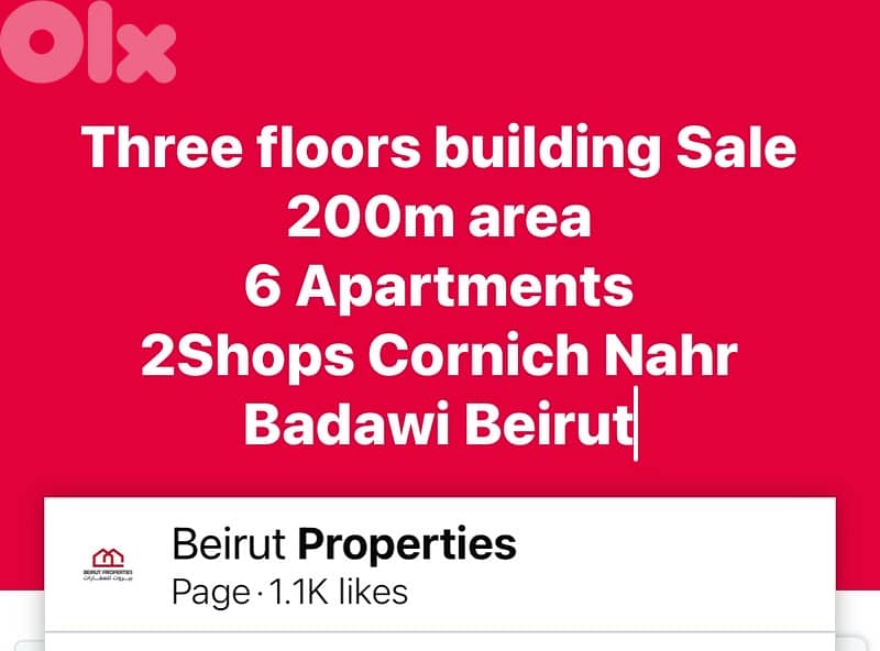 3Floors Building 6 Apartments 2 Shops Sale Mar Mkhayel Badawi Beirut 0
