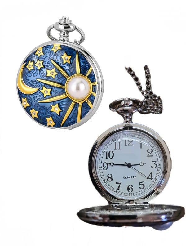 Vintage Pocket Watch Moon and Stars 2