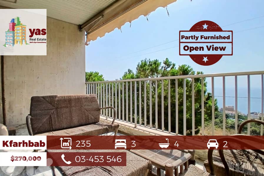 Kfarhbab 235m2 | Partly Furnished | Open View  | Prime Location |IV/EH 0