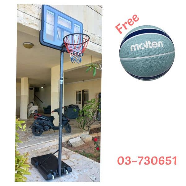 145$ movable basketball hoop+ free basketball (Backboard 110x70cm) 0