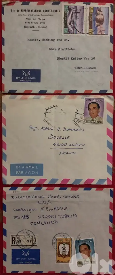 9 different covers Lebanon sent to different countries and dates