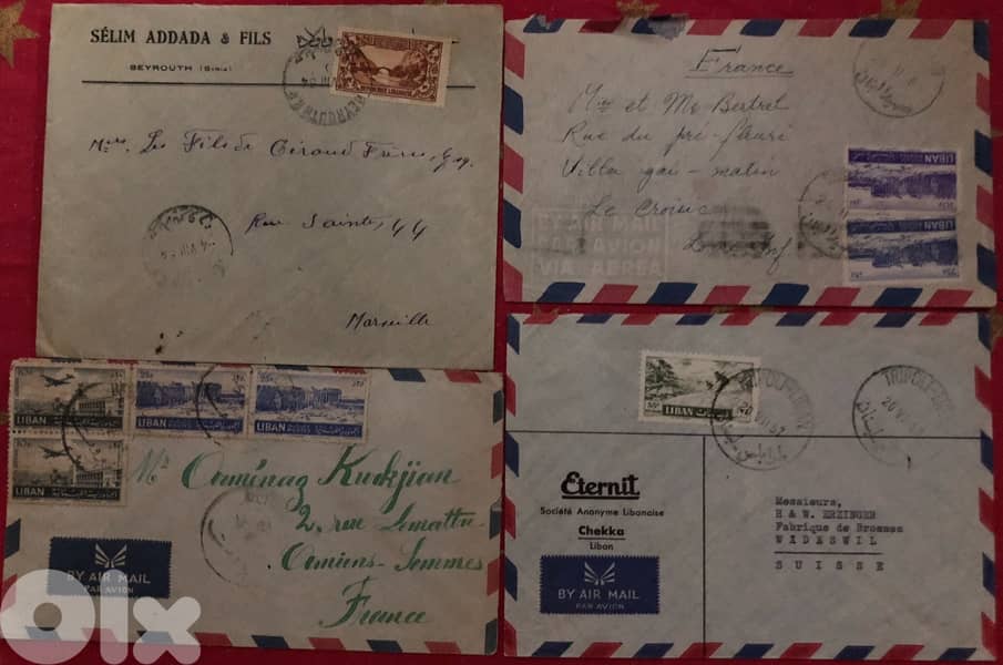 9 different covers Lebanon sent to different countries and dates 1