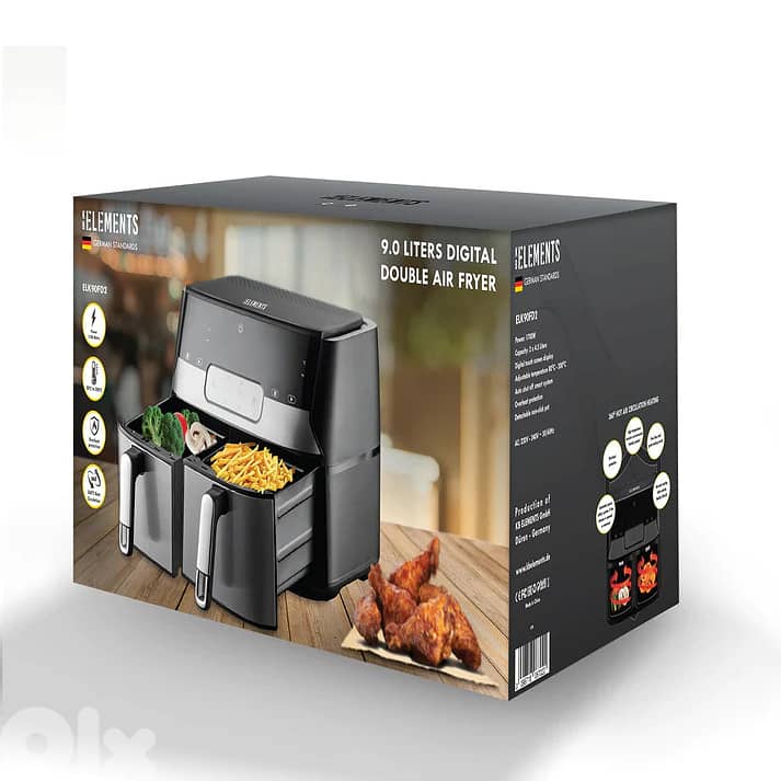 KB ELEMENTS 9.0 LITERS DIGITAL DOUBLE AIR FRYER - ELK90FD2 0