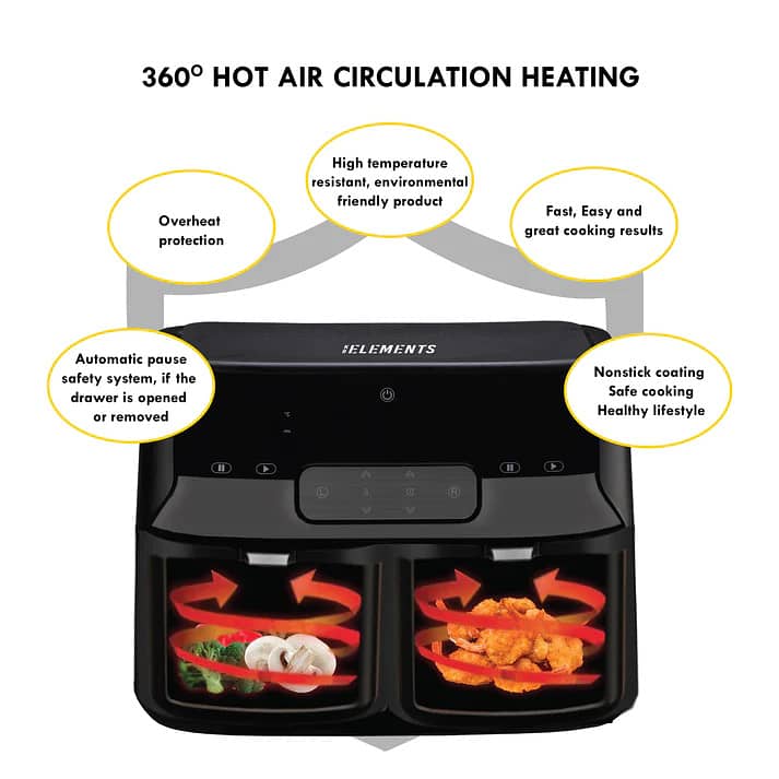 KB ELEMENTS 9.0 LITERS DIGITAL DOUBLE AIR FRYER - ELK90FD2 2