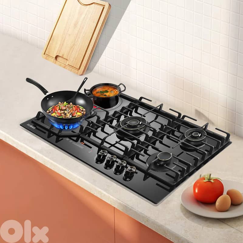 KB ELEMENTS BUILT-IN GAS COOKTOP ( 4 GAS BURNERS + 1 ELECTRIC COOKER ) 0