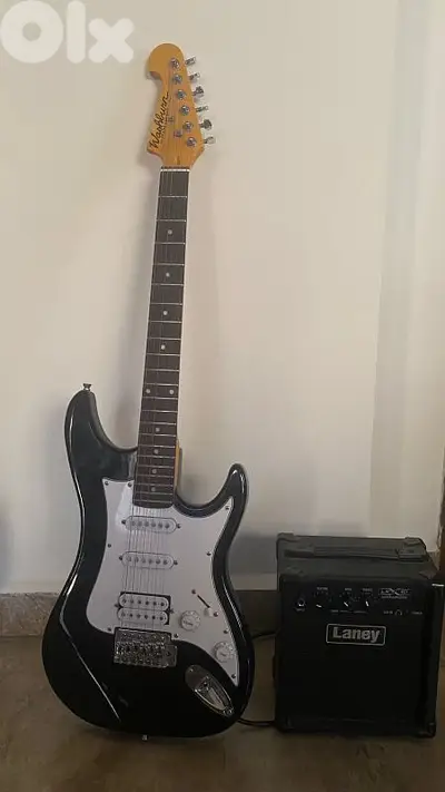 electric guitar with amp