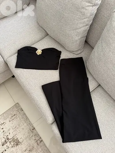 classic set long black skirt with crop new in tag, size m