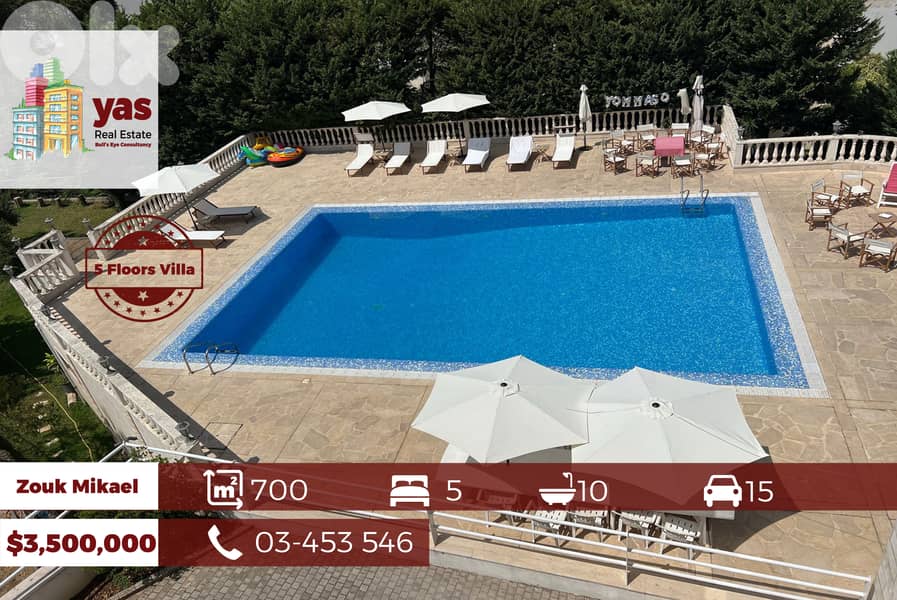 Zouk Mikael 700m2 | 1680m2 Land | 5 Floors Villa | Rent Or Sale | EH 0