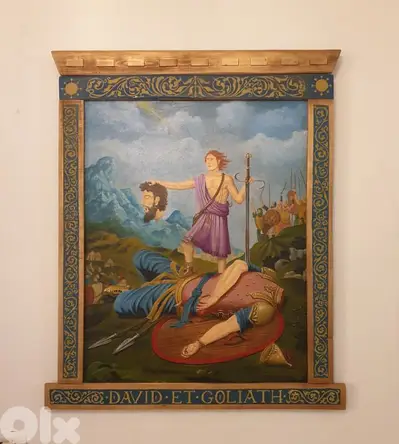 Antique Neo-Renaissance David and Goliath Oil on Canvas