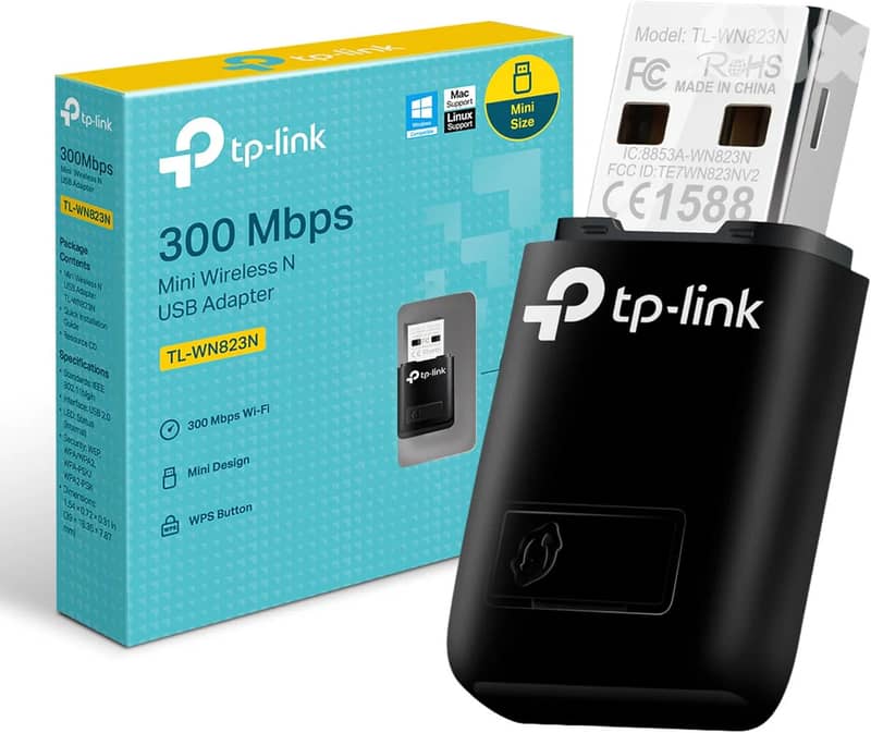 TP-LINK 300MBPS MINI WIRELESS N USB ADAPTER - WIFI DONGLE WN823N 0