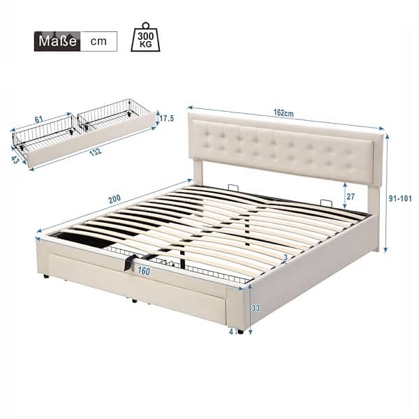Generic Bed with Drawer, Velvet fabric 3