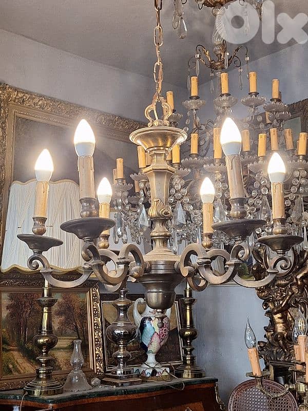 heavy original flemish bronze chandelier 0