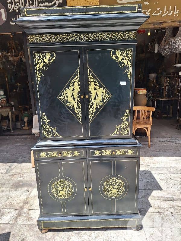 french vintage cupboard bar original with bone inlay 0