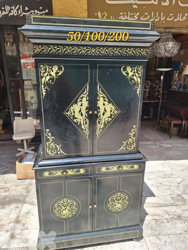 french vintage cupboard bar original with bone inlay 2