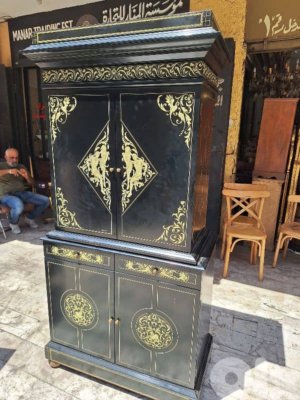 french vintage cupboard bar original with bone inlay 3