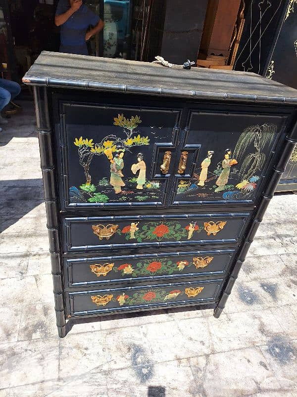 vintage Chinoiserie Tall Highboy Bar Cabinet 18em siecle 1