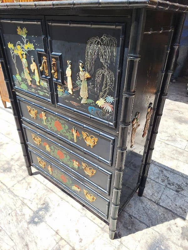 vintage Chinoiserie Tall Highboy Bar Cabinet 18em siecle 4