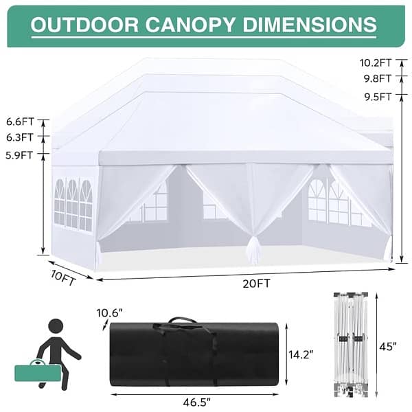 Gazebo Folding Pop-up Waterproof 6 x 3 x 2.7 1