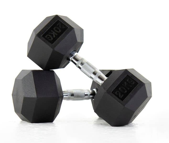 2 × 20kg hexagon dumbells new 0