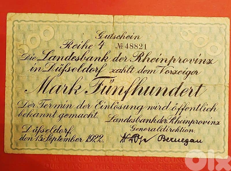 Germany 500 Mark 1922 Dusseldorf 0