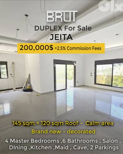 Amazing 205 sqm Duplex for sale in jeita Open View - Brand New Amazing 205 sqm Duplex for sale in jeita Open View - Brand New