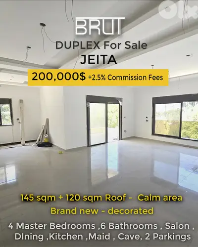 Amazing 205 sqm Duplex for sale in jeita Open View - Brand New