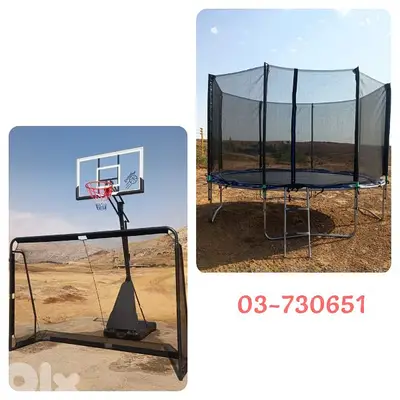only 630$ 3items(movable hoop + trampoline + mini football)