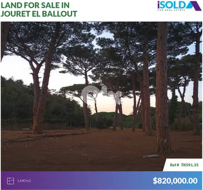 1640m2 Land+Mountain View 4sale in Jouret El Balloutأرض في جورة البلوط