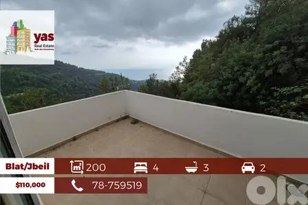 Blat/Jbeil 200m2| 100m2 Terrace | View | Well Maintained | PA|
