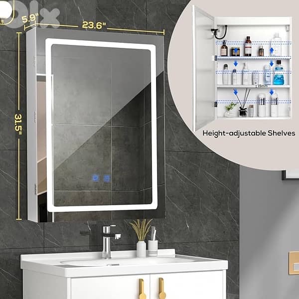 bathroom cabinet with led mirror 1