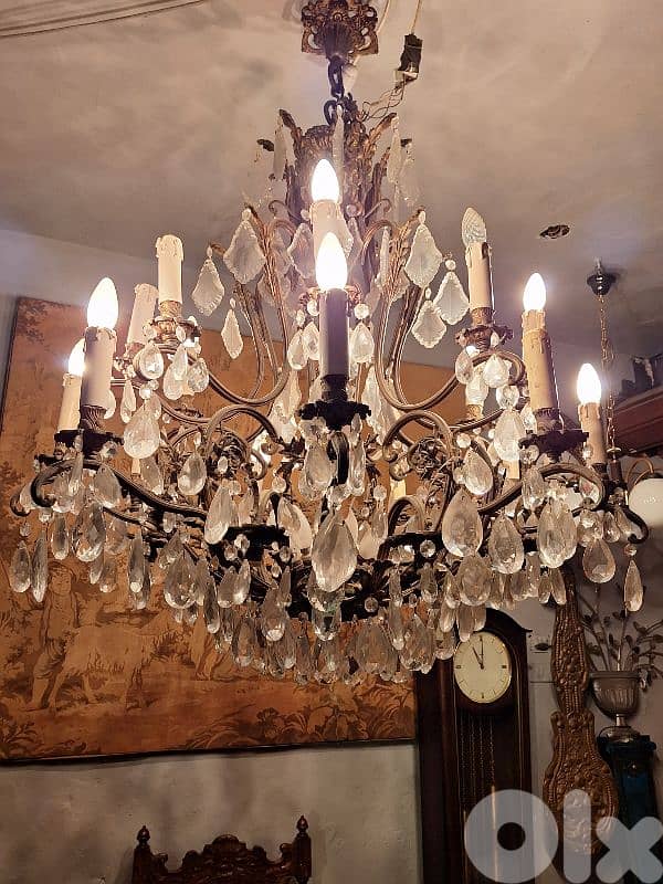 french bronze and crystal large chandelier 5