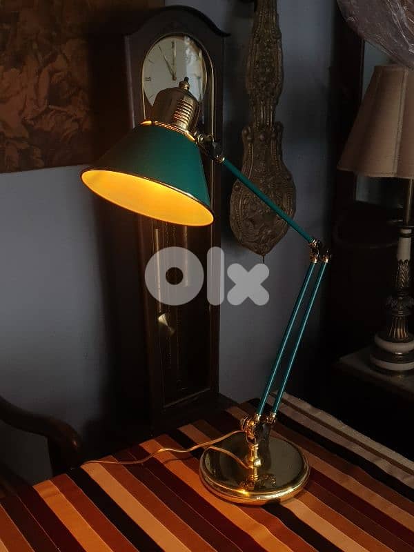 english green brass desk lamp 0