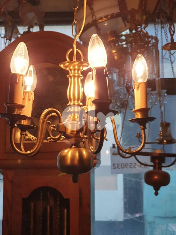brass 5 lamps chandelier 0
