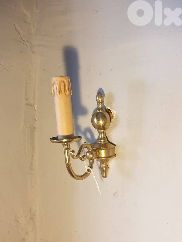 pair of brass wall lights 0
