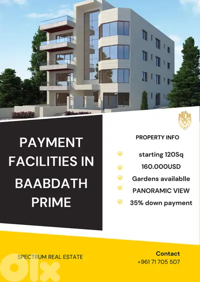 UNDERCONSTRUCTION |  BAABDAT PRIME 35% DOWN PAYMENT, (BB-203)