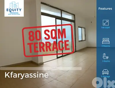 140 SQM Apartment With 80 SQM Terrace For Sale In Kfaryassine#HS195172 140 SQM Apartment With 80 SQM Terrace For Sale In Kfaryassine#HS195172