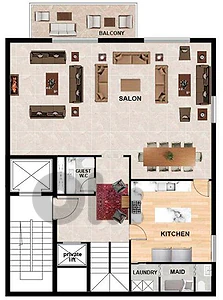 455 SQM Triplex in Yarzeh, Baabda with Sea View and Mountain View