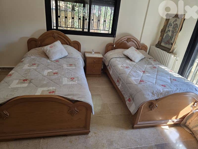 For Sale: 2 Large Solid Wood Beds + 1 Nightstand 3