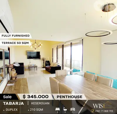 210 SQM fully furnished Duplex with terrace for SALE in Tabarja!