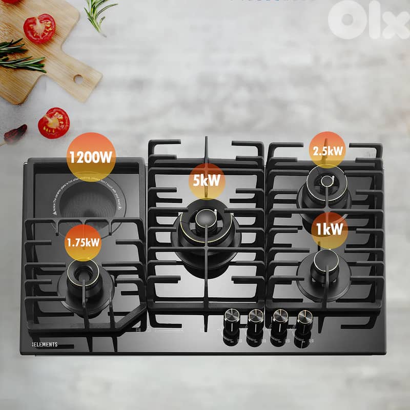 BUILT-IN GAS COOKTOP - 4 BURNERS + 1 ELECTRIC 2